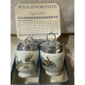 Royal Worcester Egg Coddler Set Of Two With Bird Motif & Instructions